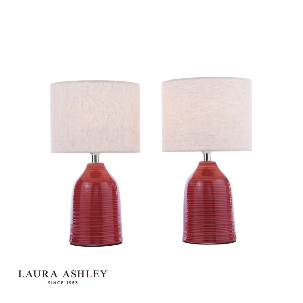 Laura Ashley Penny Twin Pack Table Lamp Red With Shade