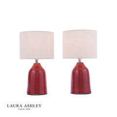 Laura Ashley Penny Twin Pack Table Lamp Red With Shade