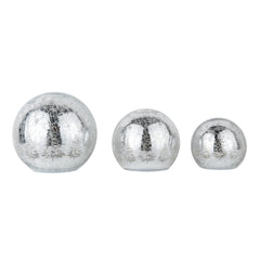 Laura Ashley Silver Crackle Glass Globe Set of 3 Lit Decoration