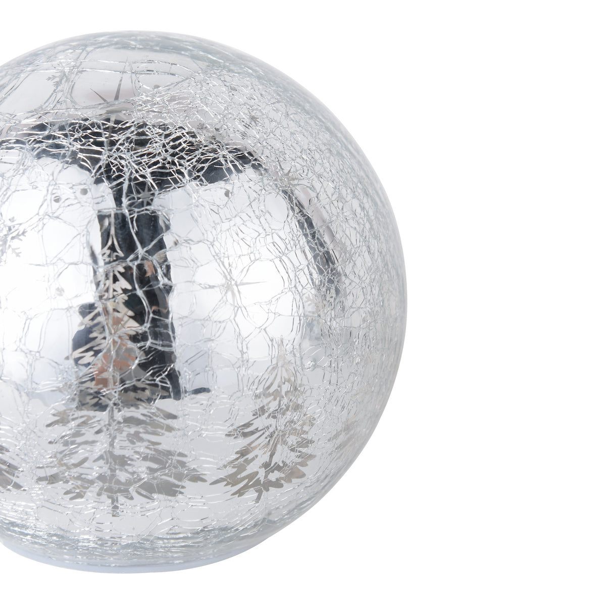 Laura Ashley Silver Crackle Glass Globe Set of 3 Lit Decoration