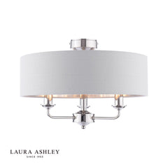 Laura Ashley Sorrento 3 Light Semi-Flush Satin Nickel and Silver Shade