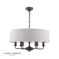 Laura Ashley Sorrento 6 Light Matt Black  Natural Shade