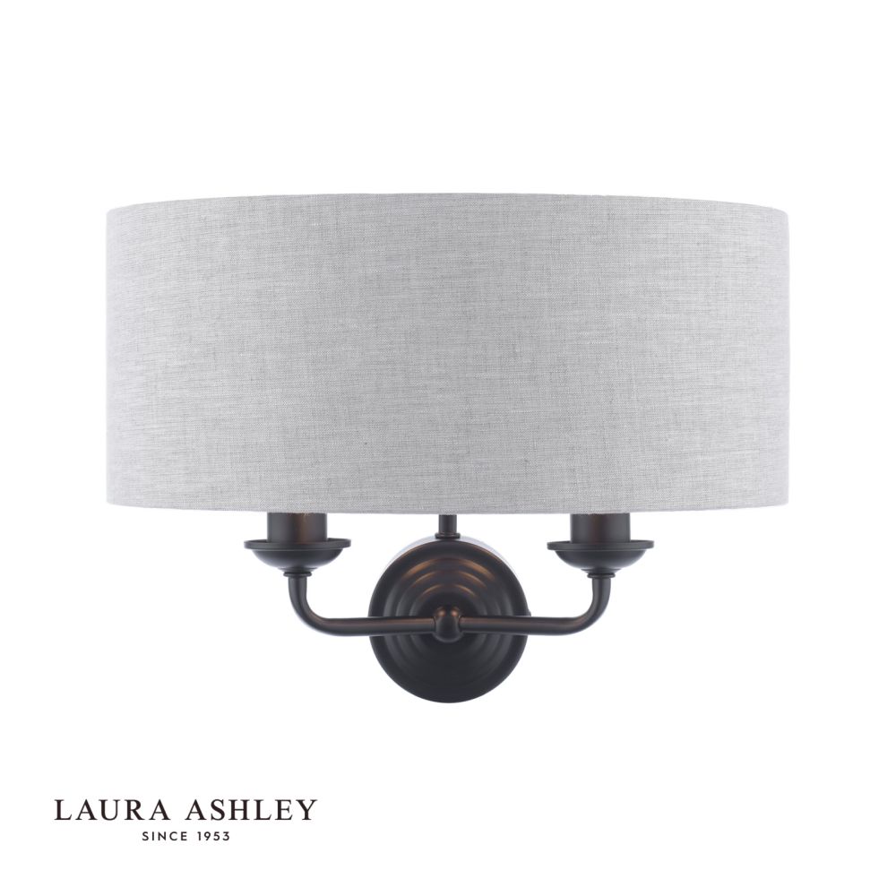 Laura Ashley Sorrento Wall Light Matt Black Natural Shade