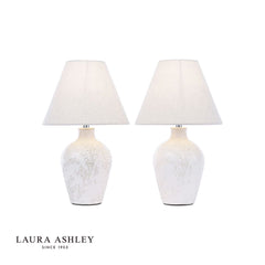 Laura Ashley Pussywillow Table Lamp Cream Ceramic With Shade (Twin Pack)