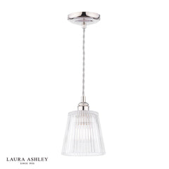 Laura Ashley Callaghan Pendant Polished Nickel and Ribbed Glass