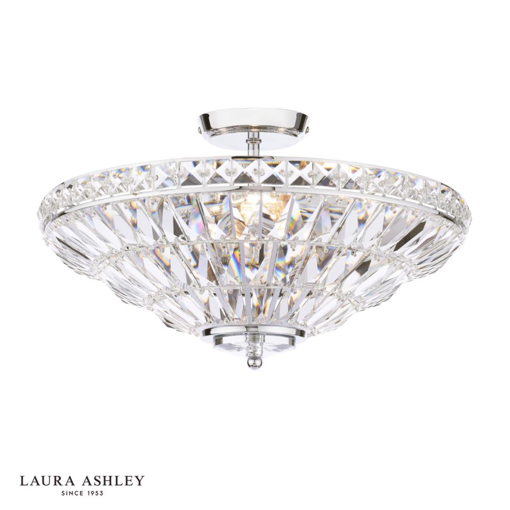 Laura Ashley Vienna 3 Light Semi-Flush Polished Chrome and Crystal