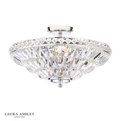 Laura Ashley Vienna 3 Light Semi-Flush Polished Chrome and Crystal