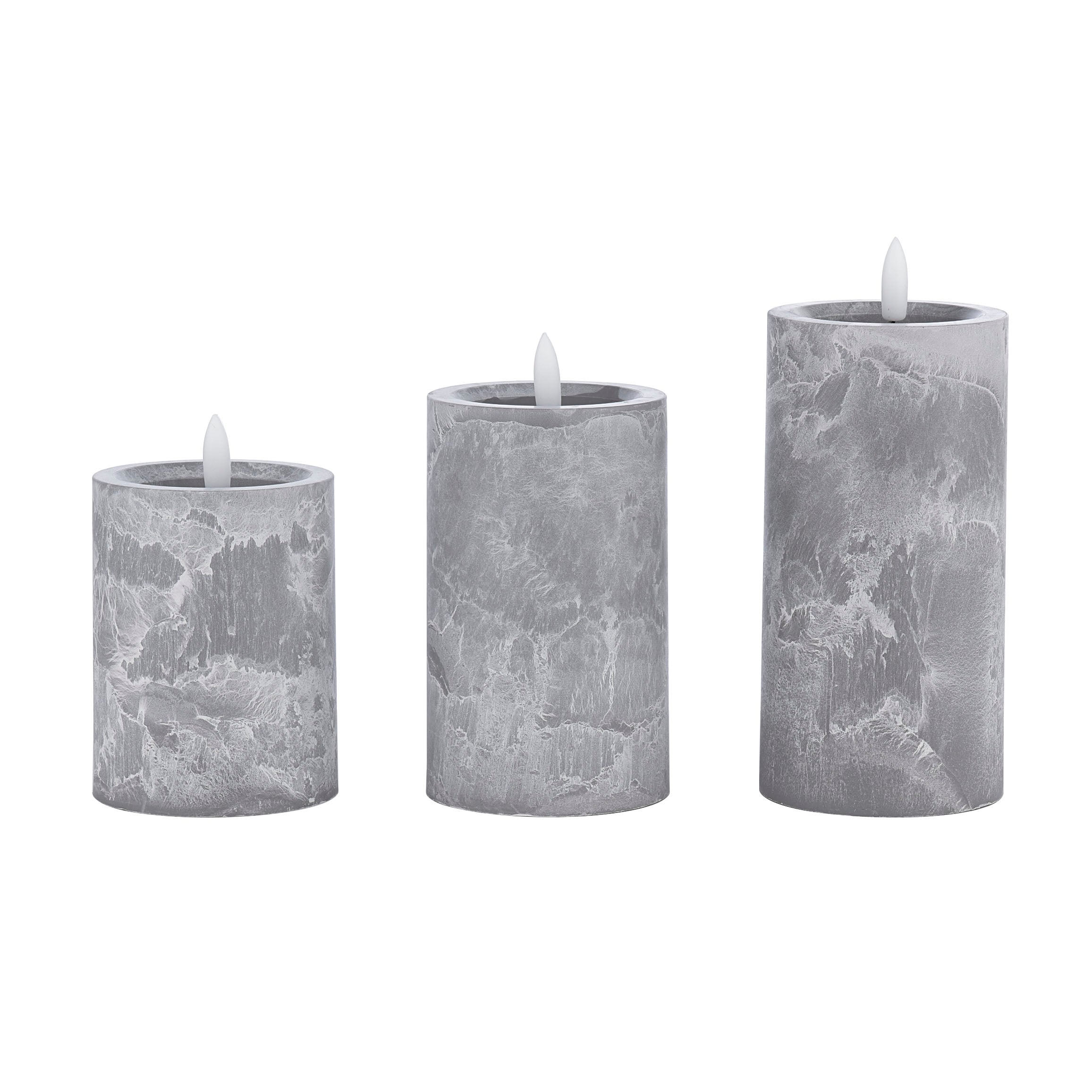 Laura Ashley Stone Effect Led Candle set of 3 Pre Lit