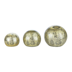 Laura Ashley Crackle Glass Gold Globe Set of 3 Lit Decoration