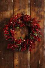 Laura Ashley Large Red Berry Wreath 55cm Pre Lit