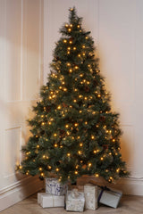Laura Ashley 7ft  Pre Lit Christmas Tree with Dew Drops, Pinecones