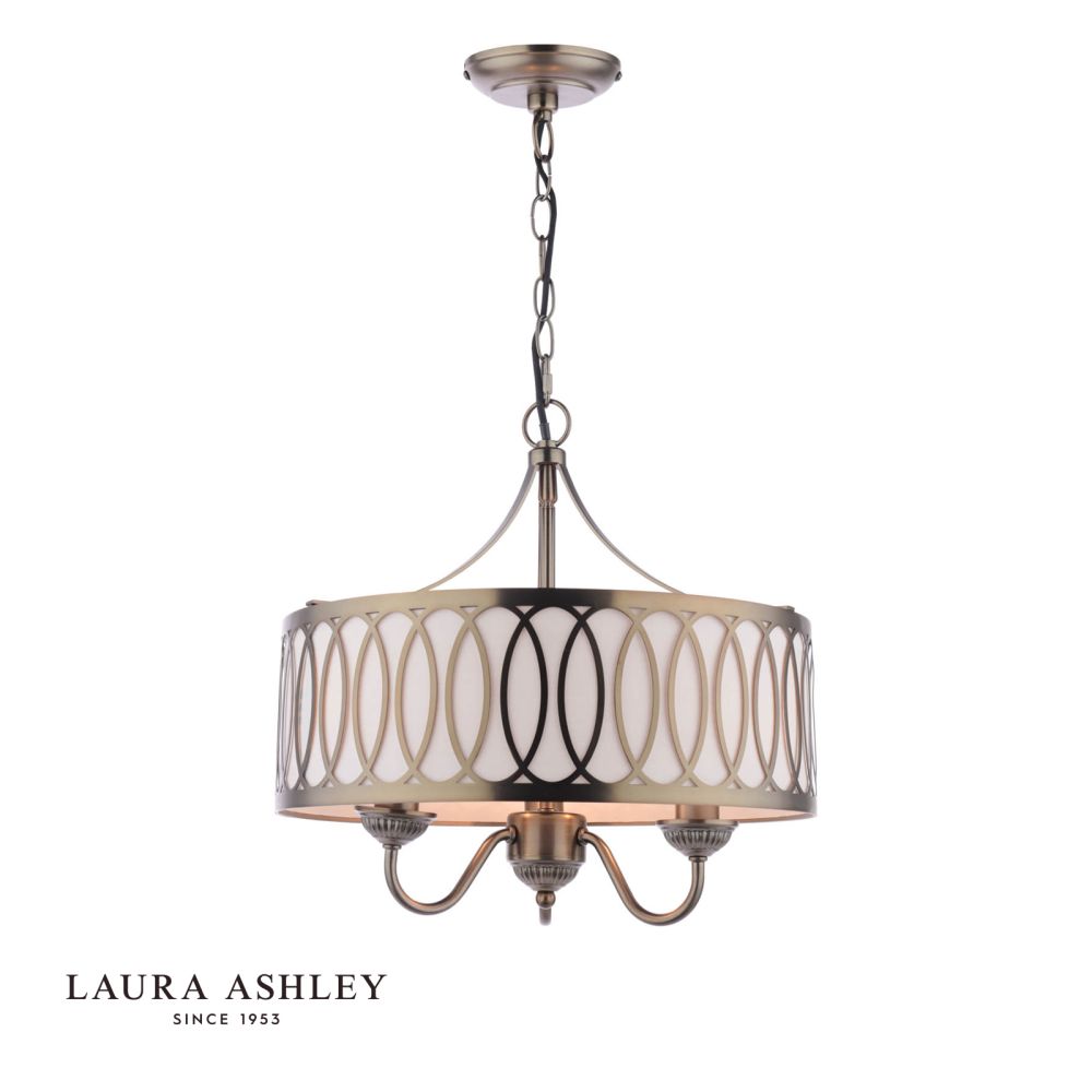 Laura Ashley Allerford 3 Light Pendant Satin Bronze and Taupe
