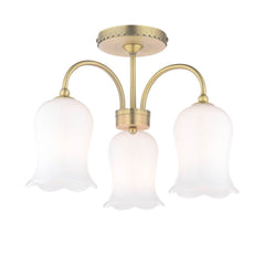 Laura Ashley Lidsell 3 Light Semi-Flush Matt Antique Brass and Opal Glass