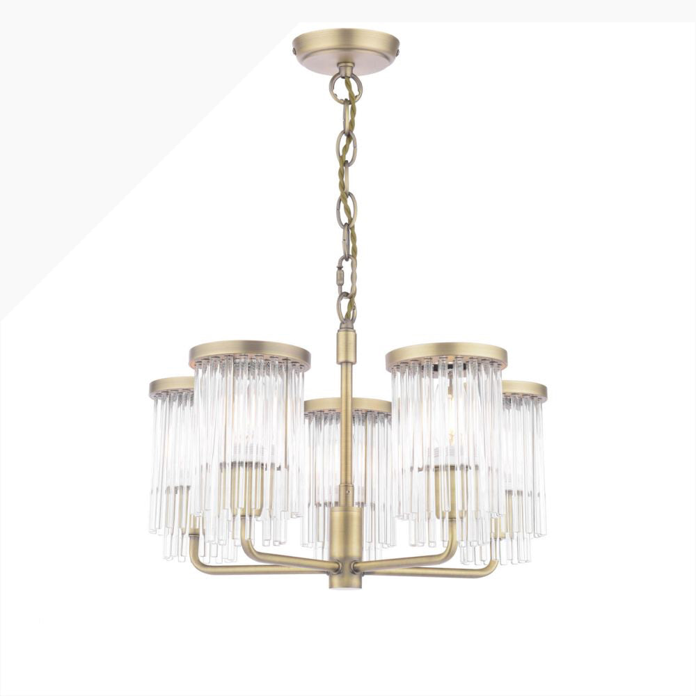 Laura Ashley Hilcote 5 Light  Matt Antique Brass and Glass