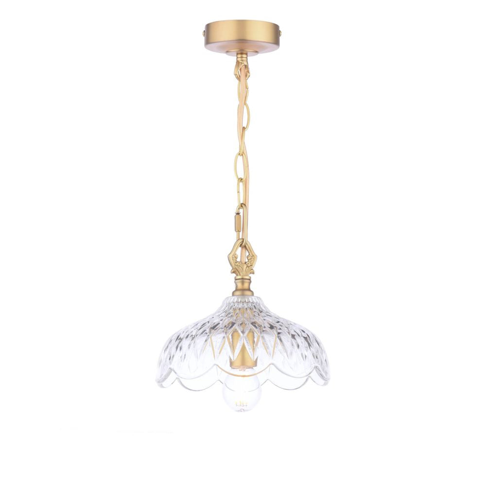 Laura Ashley Eversden Pendant Antique Brass and Crystal