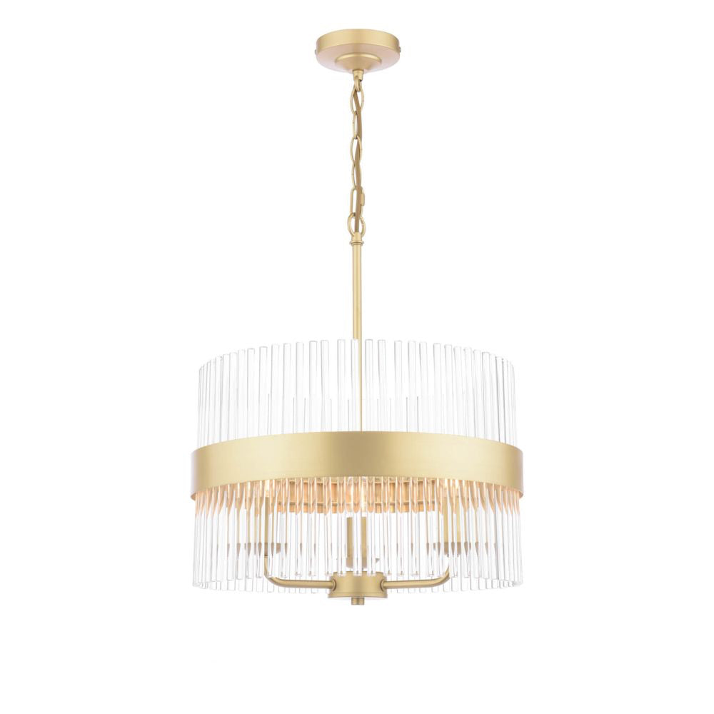 Laura Ashley Alexa 3lt Pendant Glass Matt Antique Brass