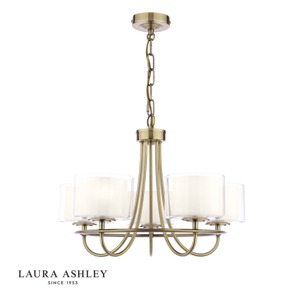 Laura Ashley Southwell 5 Light Pendant Antique Brass