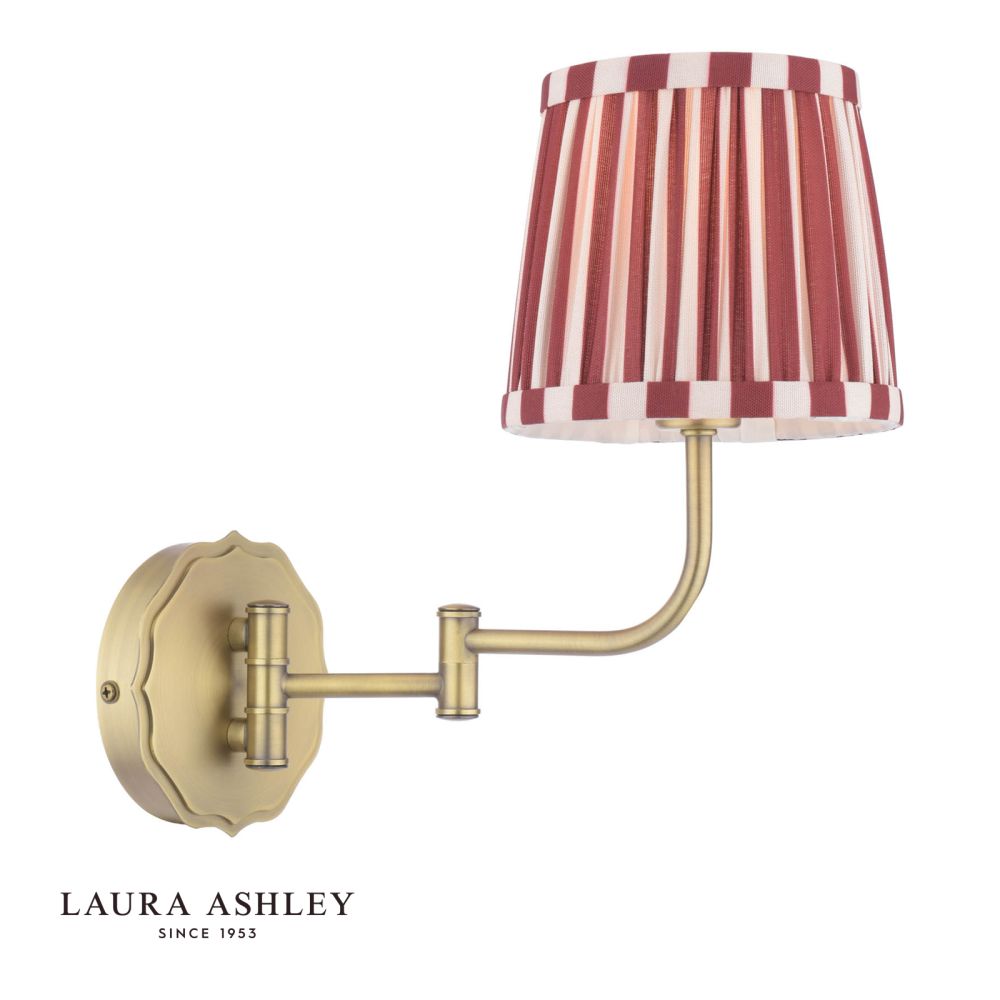 Laura Ashley Denwick Wall Light Matt Antique Brass and Red Shade