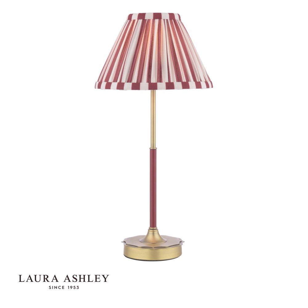 Laura Ashley Denwick Table Lamp Matt Antique Brass and Red Shade