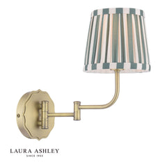 Laura Ashley Denwick Wall Light Matt Antique Brass and Green Shade