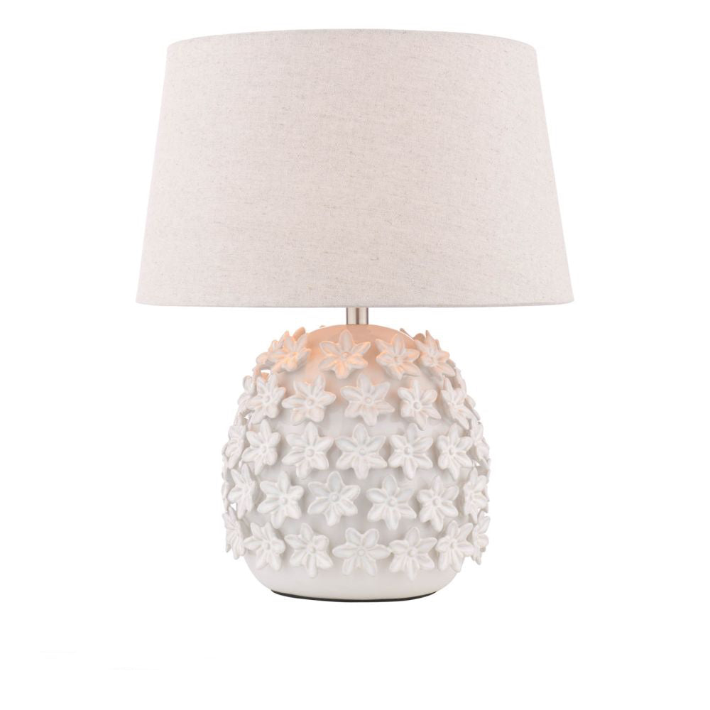 Laura Ashley Ingham Table Lamp White and Brushed Silver With Shade