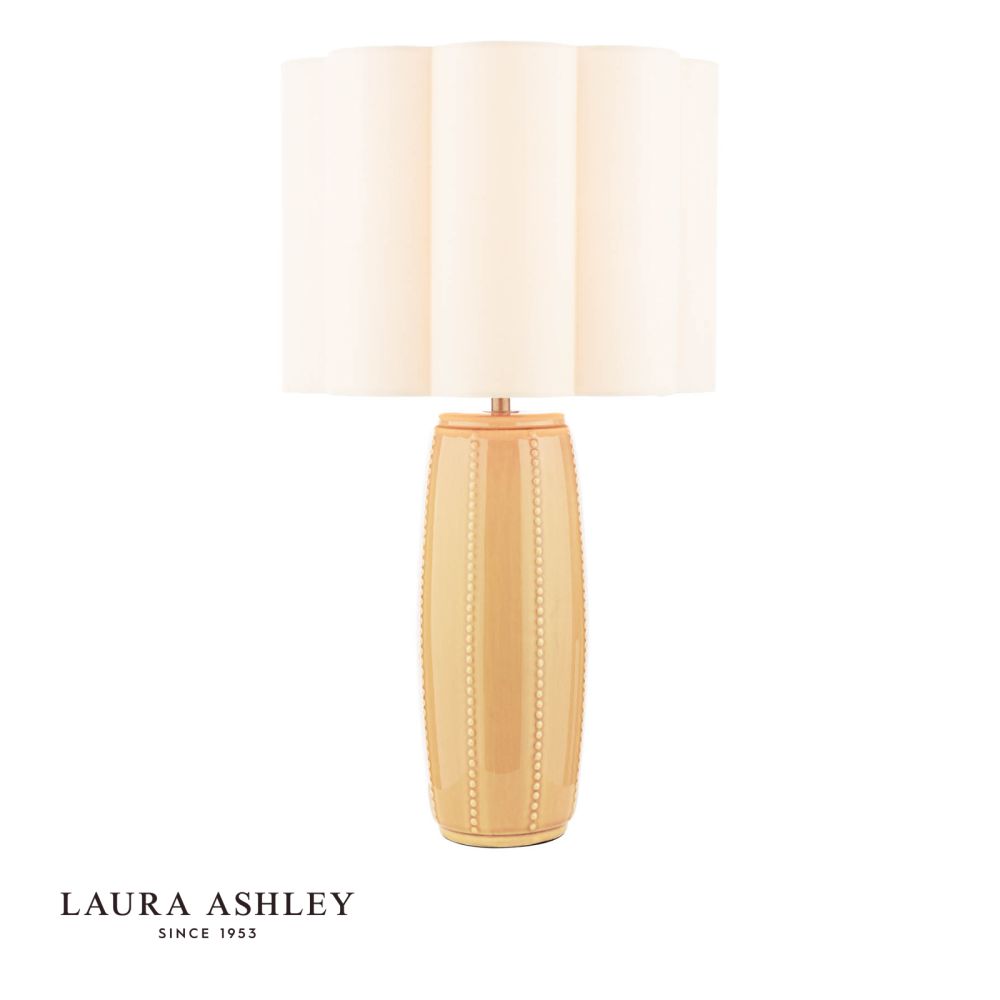 Laura Ashley Littleton Table Lamp Yellow Ceramic and Antique Brass With Shade