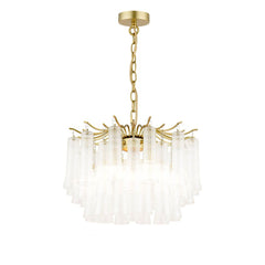 Laura Ashley Penlee 4 Light Pendant Matt Antique Brass and Ribbed Glass
