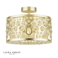 Laura Ashley Tilbrook 3 Light Flush Matt Champagne and Crystal