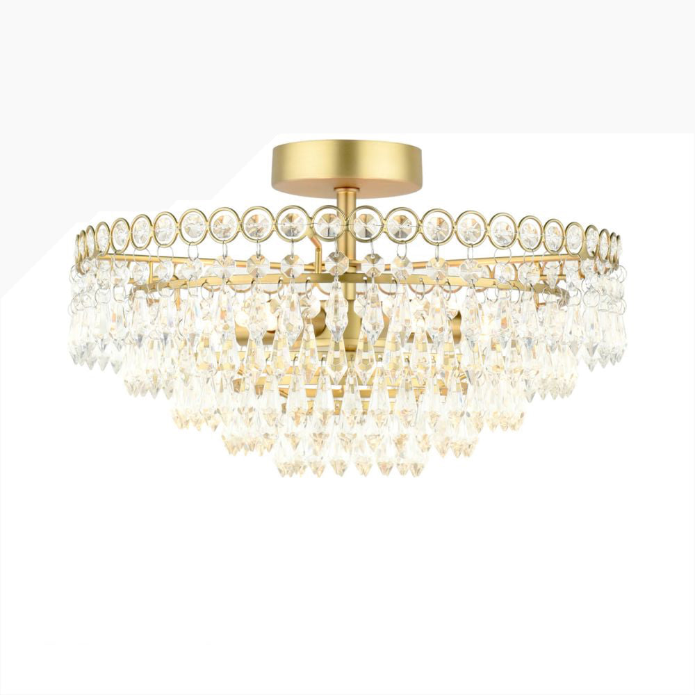 Laura Ashley Enid Cut Glass 5 Light Semi Flush Matt Antique Brass