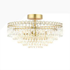 Laura Ashley Enid Cut Glass 5 Light Semi Flush Matt Antique Brass