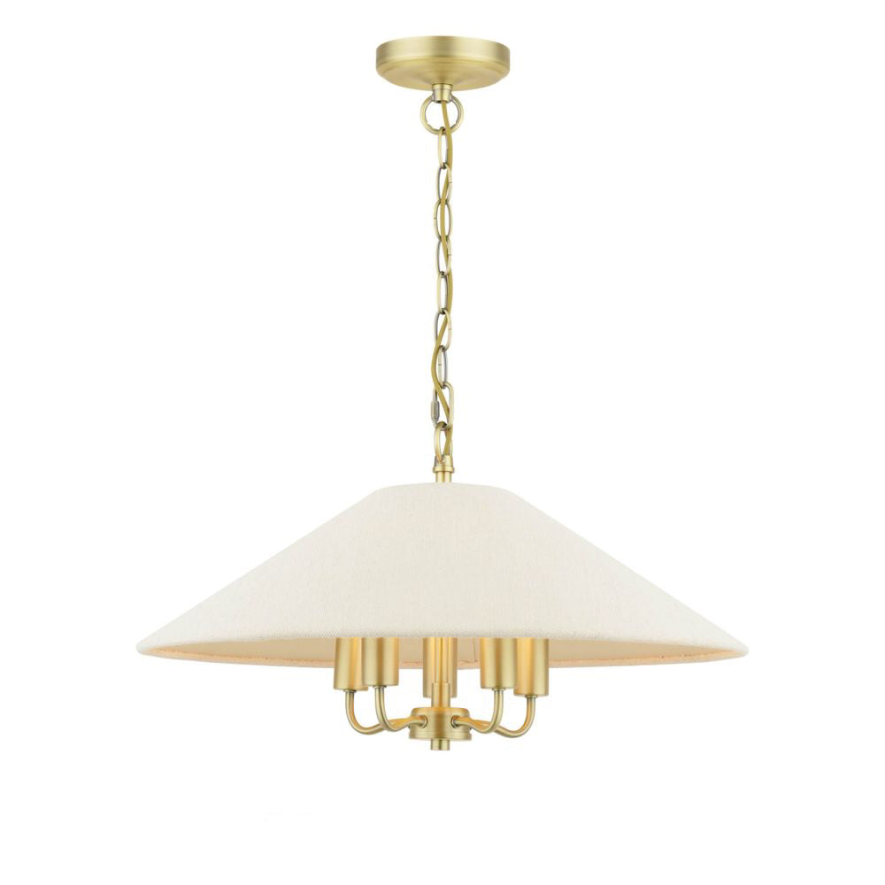 Laura Ashley Harland 5 Light Pendant Matt Antique Brass With Shade