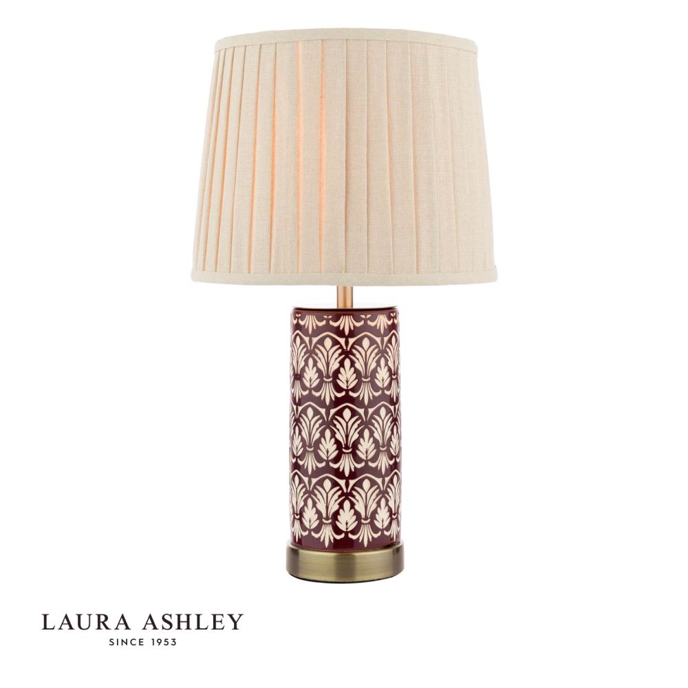 Laura Ashley Medlock Table Lamp Purple Ceramic and Antique Brass With Shade