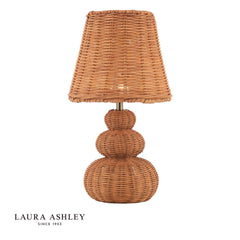 Laura Ashley Hasfield Rechargeable Table Lamp Natural Rattan With Shade LED