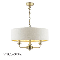 Laura Ashley Sorrento 3 Light Shadelier Matt Antique Brass With Natural Shade