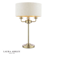 Laura Ashley Sorrento Table Lamp 3 Light Matt Antique Brass