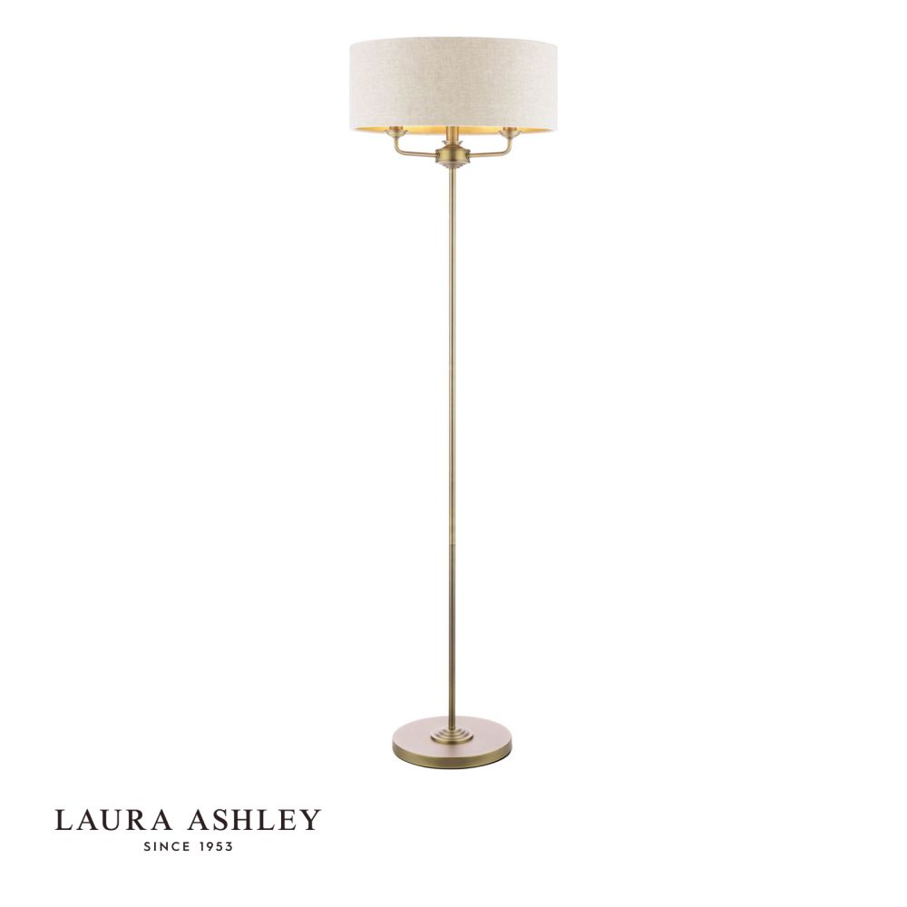 Laura Ashley Sorrento Floor Lamp 3 Light Matt Antique Brass