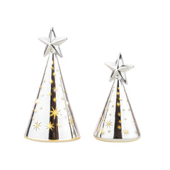 Laura Ashley Set of 2 Silver Lit Tree Ornaments