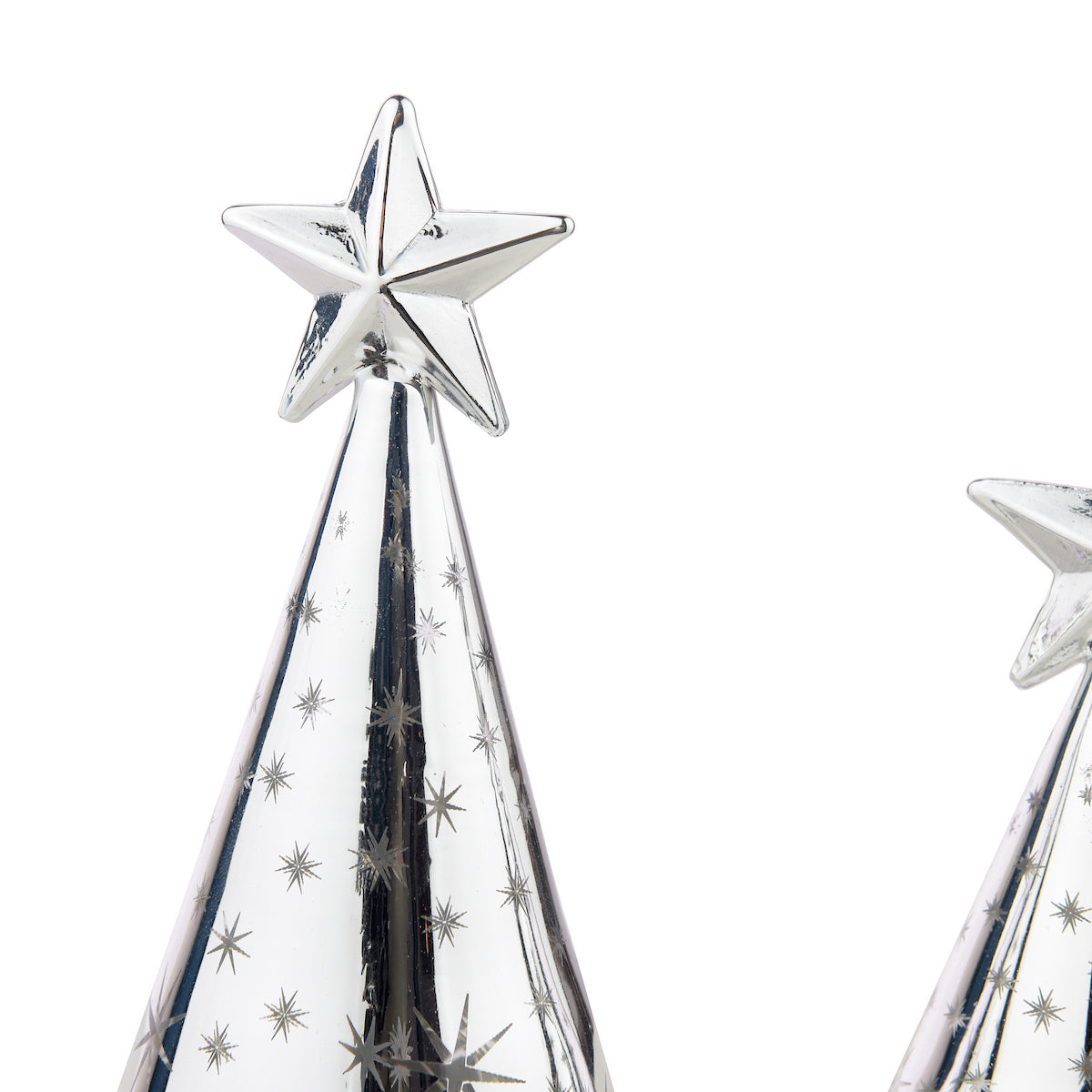 Laura Ashley Set of 2 Silver Lit Tree Ornaments