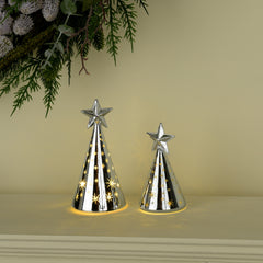Laura Ashley Set of 2 Silver Lit Tree Ornaments