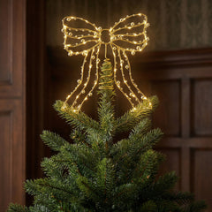 Laura Ashley Gold Lit Bow Christmas Tree Topper
