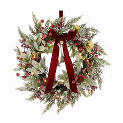 Laura Ashley Green Pre Lit Berry Wreath Red Bow