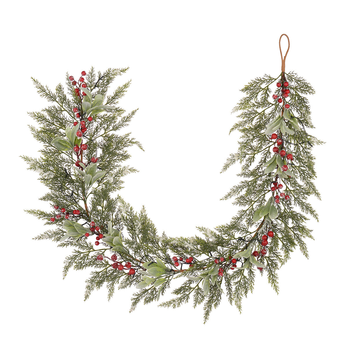 Laura Ashley Green Pre Lit Frosted Berry Christmas Garland 180cm