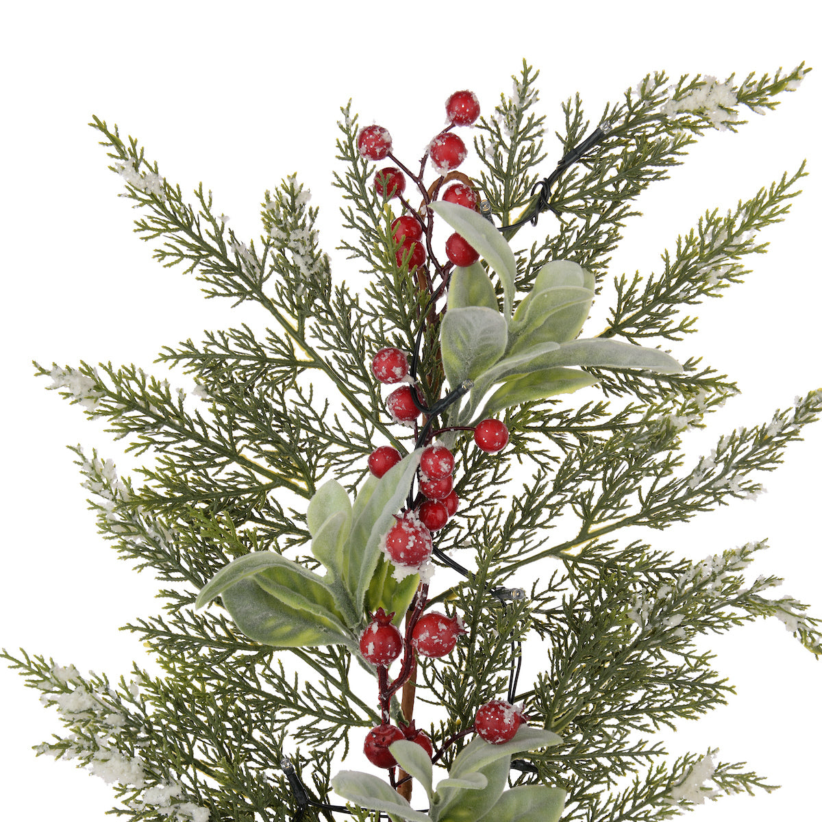 Laura Ashley Green Pre Lit Frosted Berry Christmas Garland 180cm