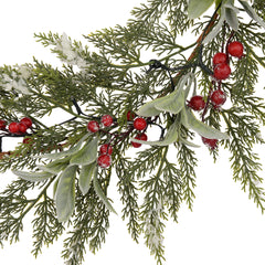 Laura Ashley Green Pre Lit Frosted Berry Christmas Garland 180cm