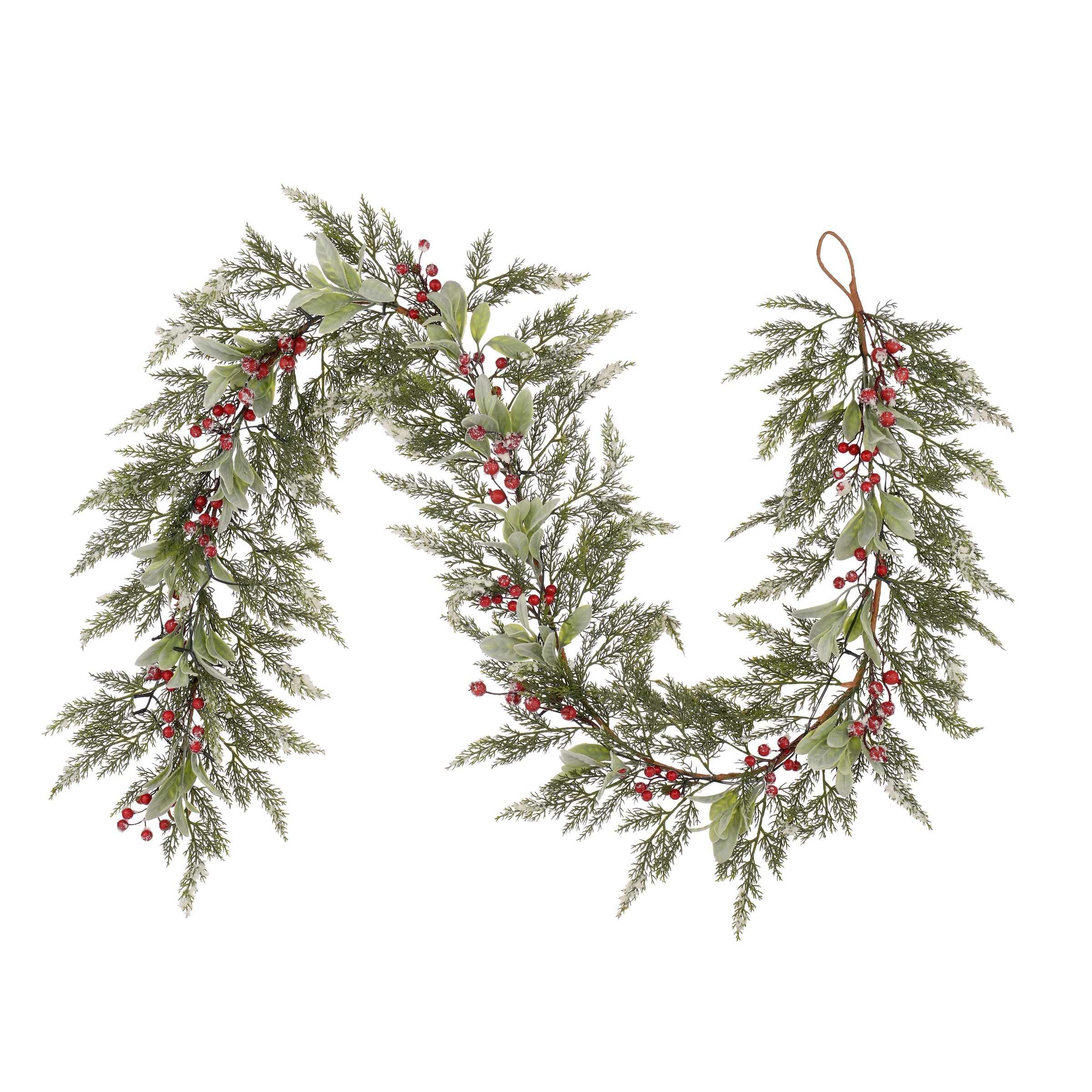 Laura Ashley Green Pre Lit Frosted Berry Christmas Garland 250cm