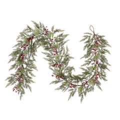 Laura Ashley Green Pre Lit Frosted Berry Christmas Garland 250cm