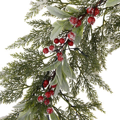 Laura Ashley Green Pre Lit Frosted Berry Christmas Garland 250cm