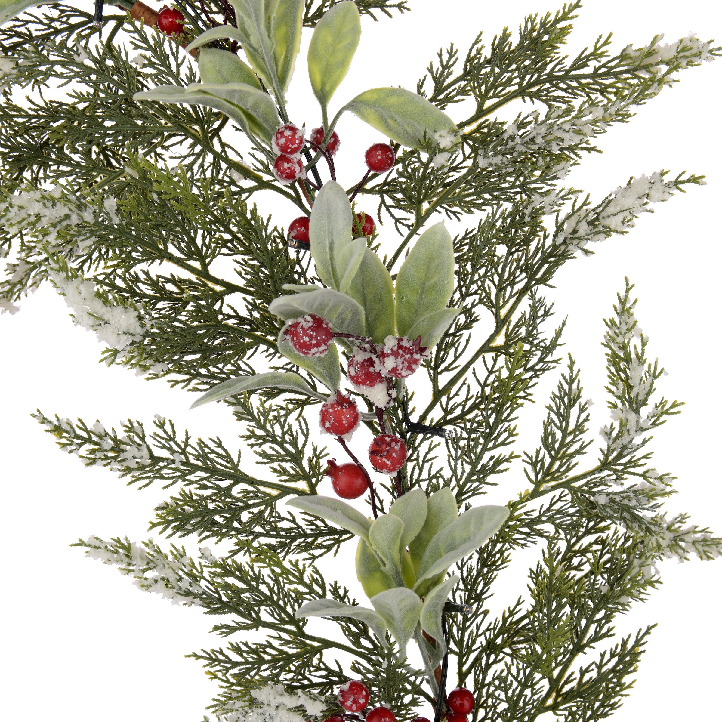 Laura Ashley Green Pre Lit Frosted Berry Christmas Garland 250cm