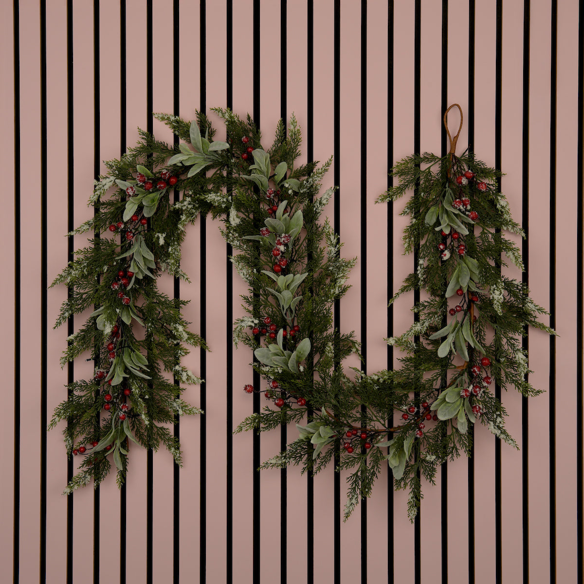 Laura Ashley Green Pre Lit Frosted Berry Christmas Garland 250cm