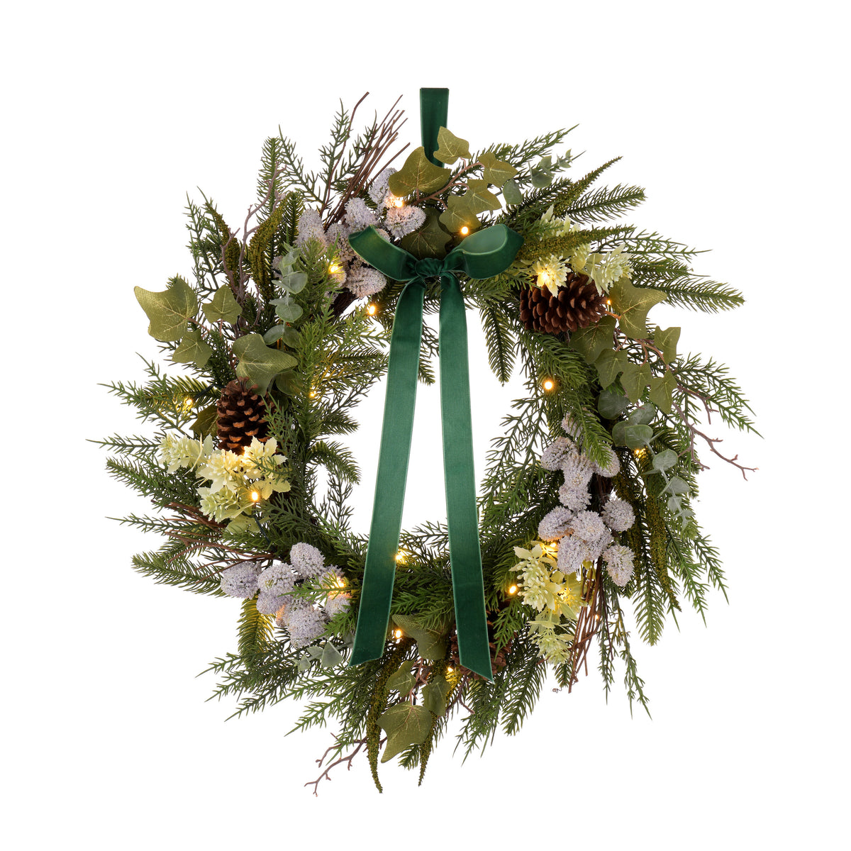 Laura Ashley Green Pre Lit Berry Wreath